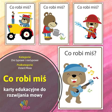 Co robi miś karty edukacyjne do rozwijania mowy pomoce dla dzieci