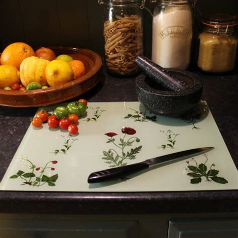 Glass Chopping Board Worktop Saver In Botanicals Claire Vaughan