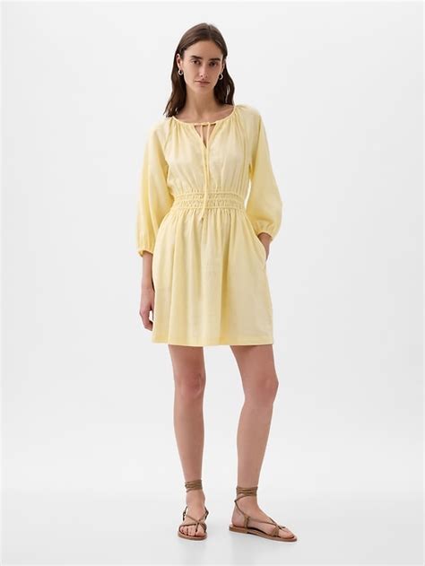 Linen Blend Mini Dress Gap