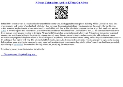 African Colonialism And Its Effects On Africa | PPT