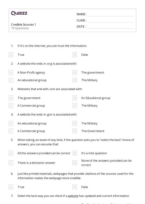 50 Assessing Credibility Of Sources Worksheets For 8th Grade On