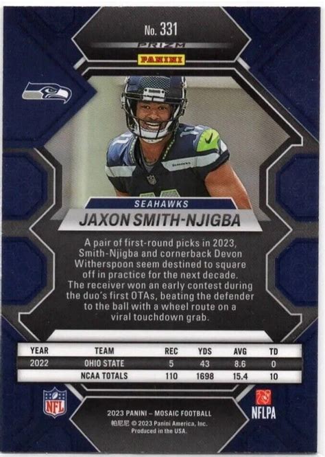 Jaxon Smith Njigba Mosaic Genesis Rc Seattle Seahawks Ebay