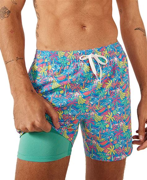 Chubbies Men S The Tropical Bunches Quick Dry 5 1 2 Swim Trunks With Boxer Brief Liner Macy S