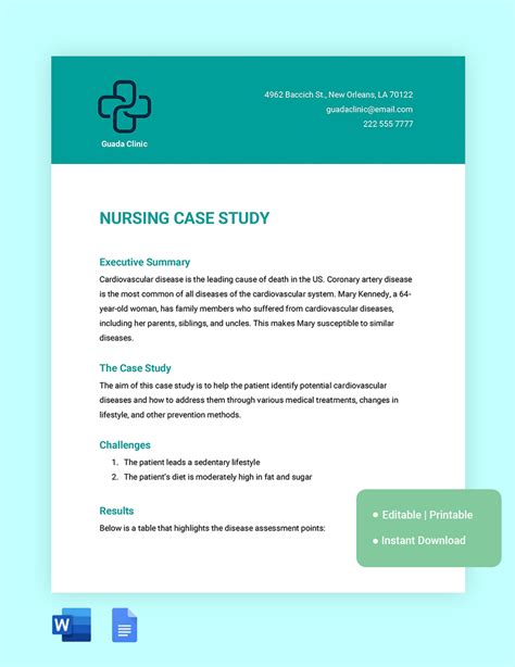 Patient Case Study Template