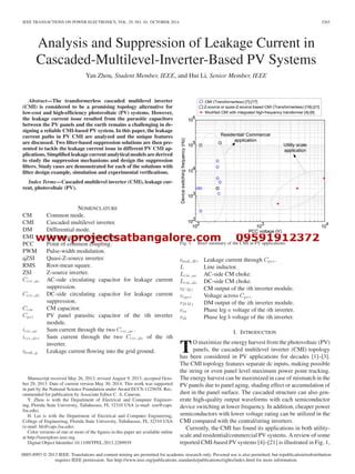 Analysis And Suppression Of Leakage Current In Cascaded Multilevel