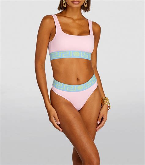 Womens Versace Pink Greca Bikini Top Harrods Uk