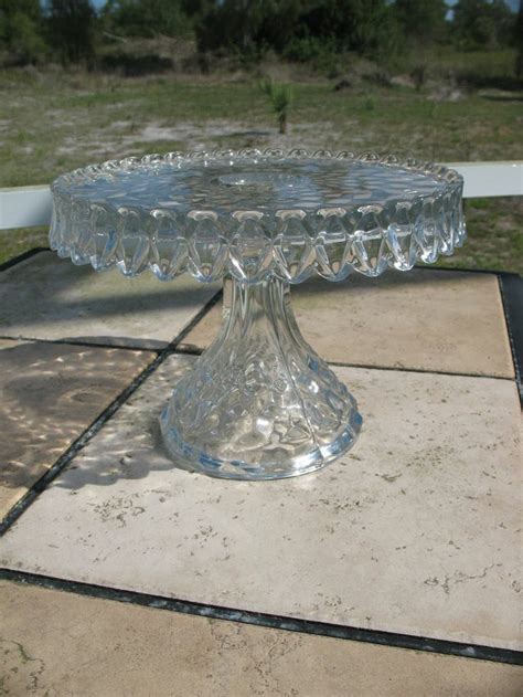 Vintage Fostoria American 10 Round Pedestal Cake Plate Stand Mint Condition Pedestal Cake