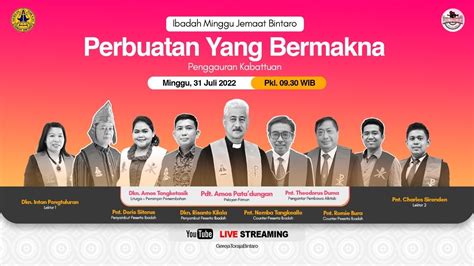 Ibadah Live Streaming Gereja Toraja Jemaat Bintaro Minggu 31 Juli 2022