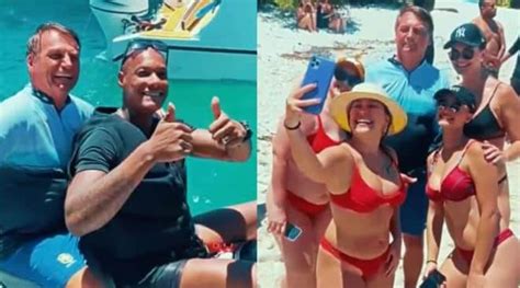 V Deo Bolsonaro Cumprimenta Apoiadores E Anda De Jet Ski Em Praia De