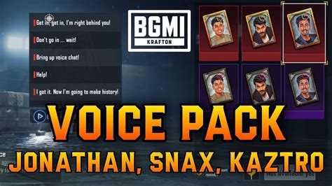 Bgmi Voice Pack Jonathan Voice Pack Snax Voice Pack Kaztro Voice