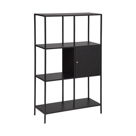 Atmosphera Meuble Bibliothèque Étagère 1 Porte en Métal Noir 80 x 137