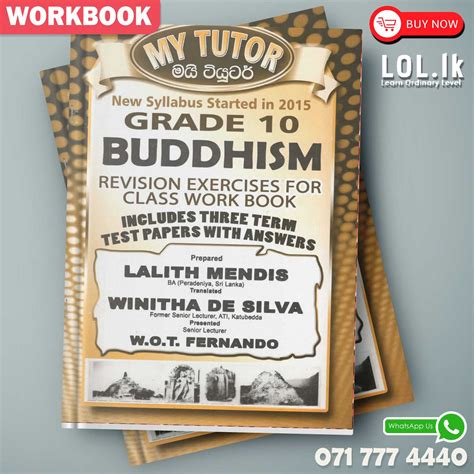 Mytutor Grade Buddhism Workbook English Medium Lol Lk Bookstore