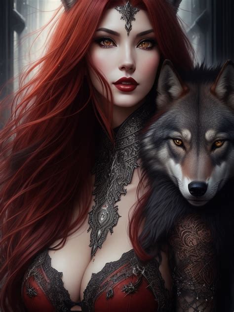 Wolf Hybrid Beautiful Sexy Woman Red Hair Dark 1 By Arrojado On Deviantart