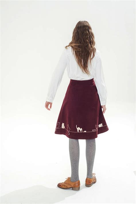 Feline Fling Skirt Burgundy Miss Patina