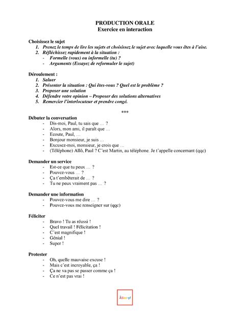 Delf B Eo Dialogue H Tr Production Orale Exercice En Interaction