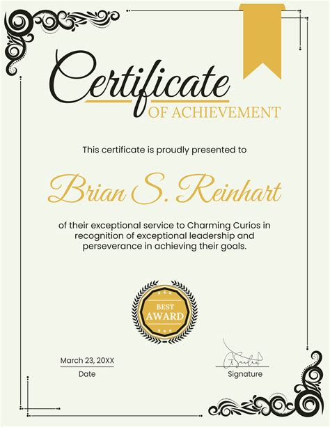 Leadership Accomplishment Certificate Template (Portrait) - WordLayouts