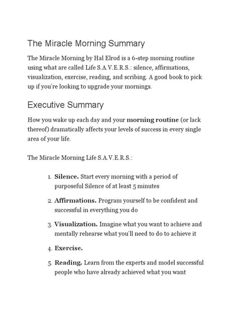 The Miracle Morning Summary | PDF | Habits | Goal