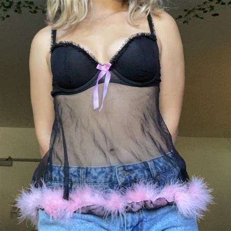 Super Sexy Black Sheer Lingerie Slip Reminds Me Depop