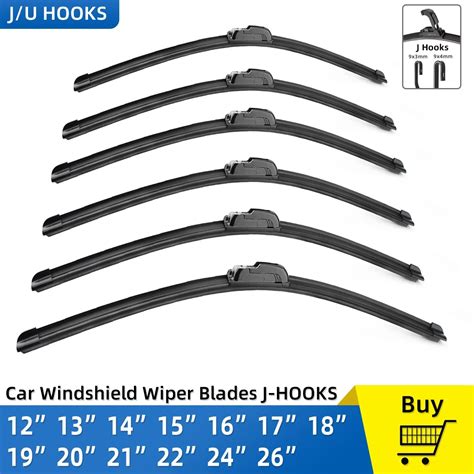 Wiper Blades J Hook U Type Universal General Windshield Windscreen Soft