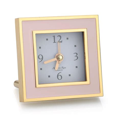 Pale Pink And Gold Square Silent Alarm Clock Addison Ross Ltd Eu