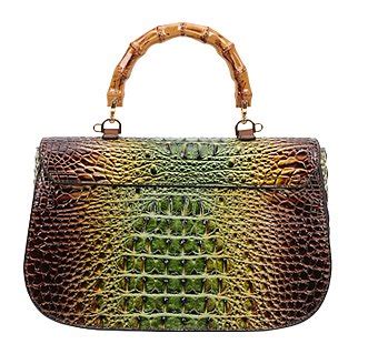 In Large Crocodile Bamboo Handle Tie Dyed Satchel Wallet Set Croc