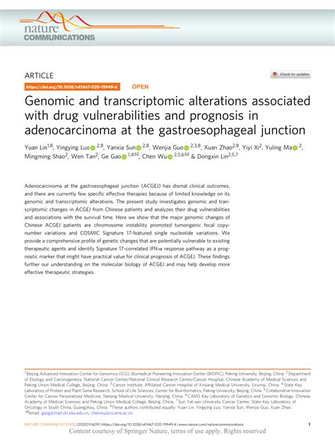 PDF Genomic And Transcriptomic Alterations Associated With Drug