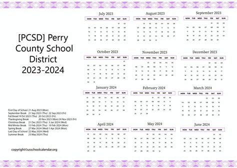 [PCSD] Perry County School District Calendar Holidays 2023-2024