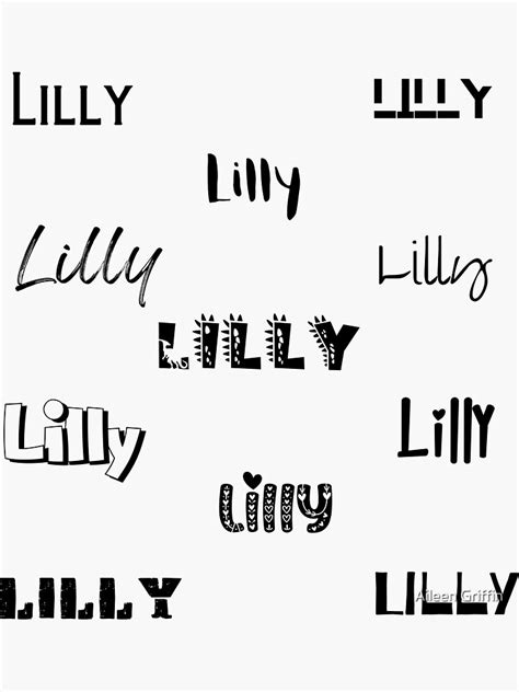 Lilly Stickers In Different Fonts Sticker For Sale By Magleen