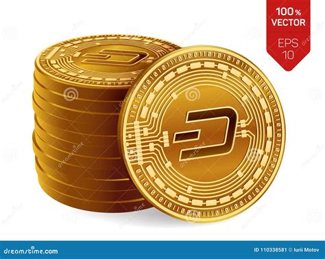 Dash Isometric Token Symbol In Digital Circle On Blue Background