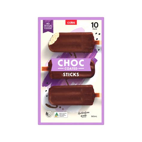 Buy Coles Choc Coated Sticks 10 Pack 865mL Coles