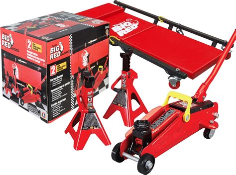 Torin Big Red Hydraulic Trolley Floor Jack Combo With Jack Stands And