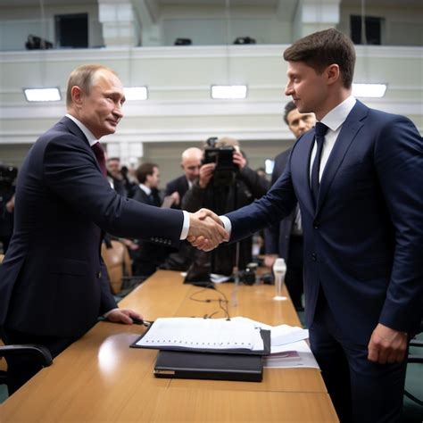 Premium Ai Image Putin And Zelensky Shaking Hands In Court Is A