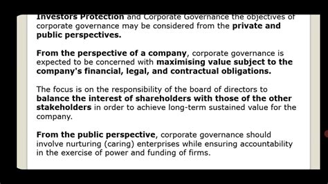 Objective Of Corporate Governance Youtube