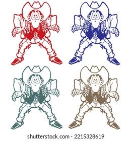 Cowboy Ready Draw His Guns Gunfight Stock Vector (Royalty Free ...