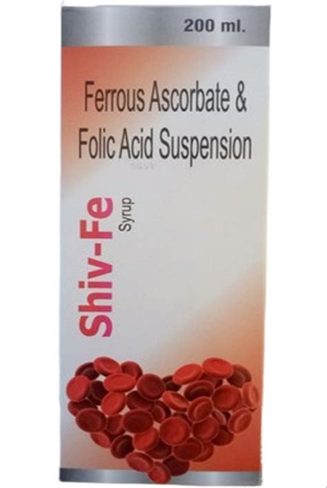 Ferrous Ascorbate Folic Acid Suspension Syrup Packaging Type Bottle