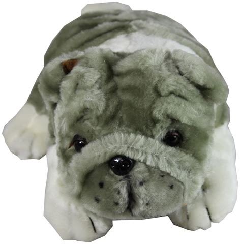 Pl10401 10 Grey Plush Bulldog