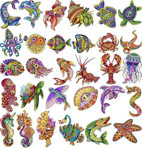 Sea Creatures Color Characters - Color Me Positive PLR