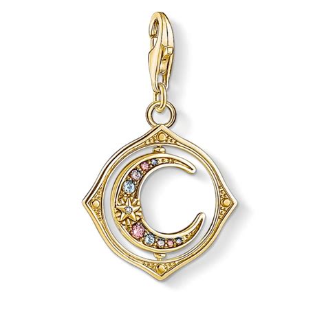 Thomas Sabo Charm Anh Nger Mond Farbige Steine Gold