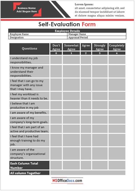 Presentation Evaluation Form Employee Evaluation Form Program