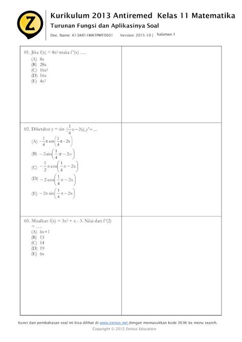 Pdf Turunan Fungsi Dan Aplikasinya Soal Pdf Filekurikulum