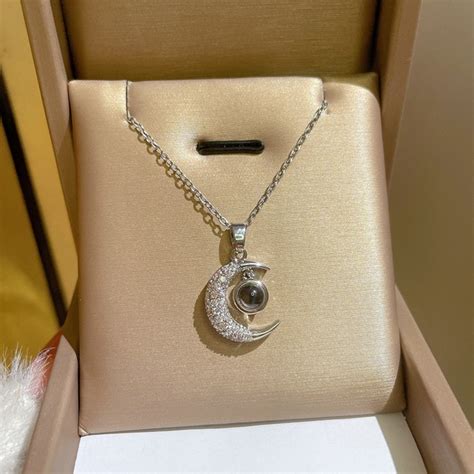 Fashion Trend Stainless Steel Moon Necklace Gold Color For Women Girl