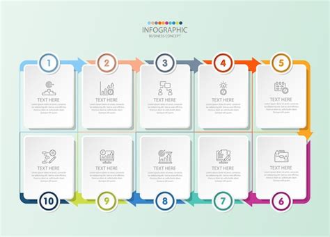 Infografía cuadrada con 10 pasos procesos u opciones Vector Premium