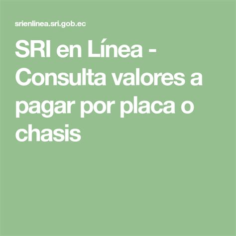 Sri En L Nea Consulta Valores A Pagar Por Placa O Chasis