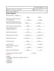 Chm L Experiment Part B Data Sheet Done Pdf Name Alexis Marks