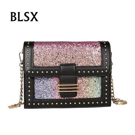 Blsx Moda Lentejuelas Mujeres Crossbody Bolsa De La Cadena De Mensajero