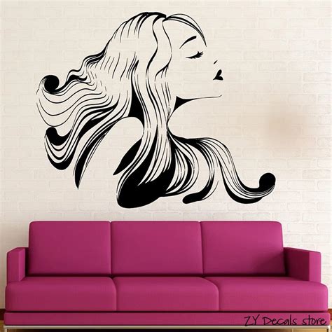 Hot Sexy Girl Wall Decals Hair Salon Beauty Spa Wall Sticker Removable