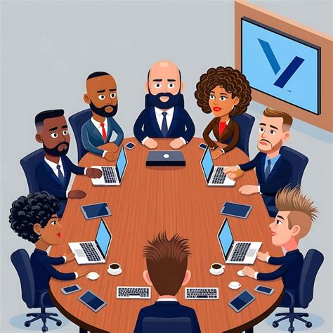 Businesspeople At The Video Conference Call Vector Flat Cartoon