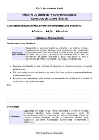 Roteiro De Entrev Por Competencia Gerencia Pdf