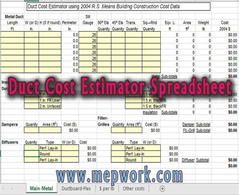 Hvac Estimating Excel Spreadsheet