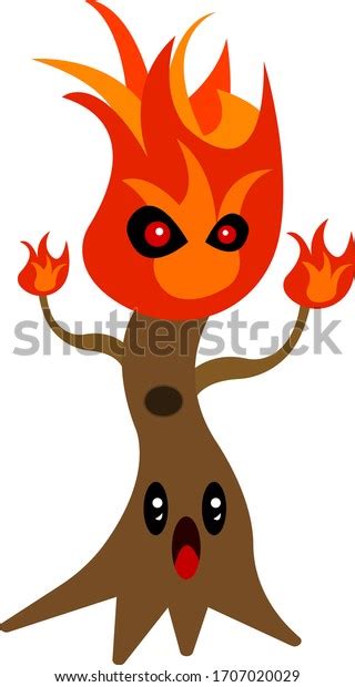 Flaming Tree Trunk Cartoon Character Screaming Stock Vector (Royalty ...